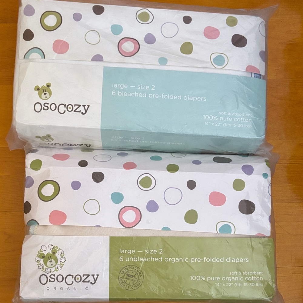 Osocozy Organic Pre-Folded Diapers BUNDLE size 2